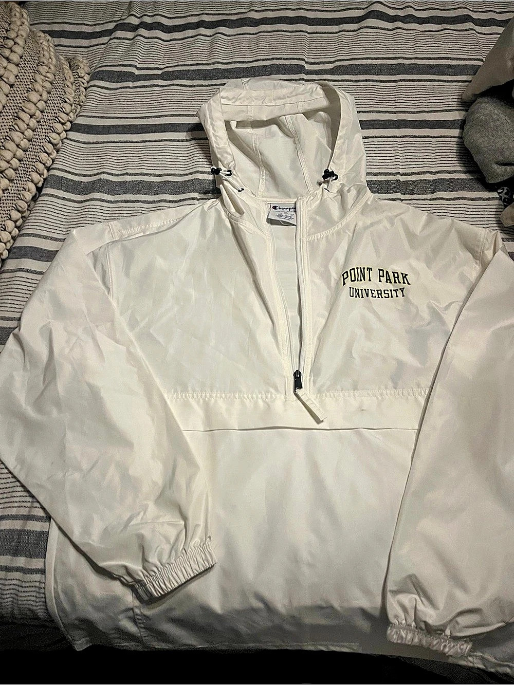 Champion Point Park University Packable Anorak Windbreaker Jacket White Jacket
